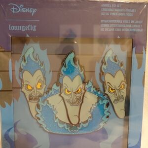 Loungefly Hades Blue Glitter Enamel Pin Set with Yellow Eyes